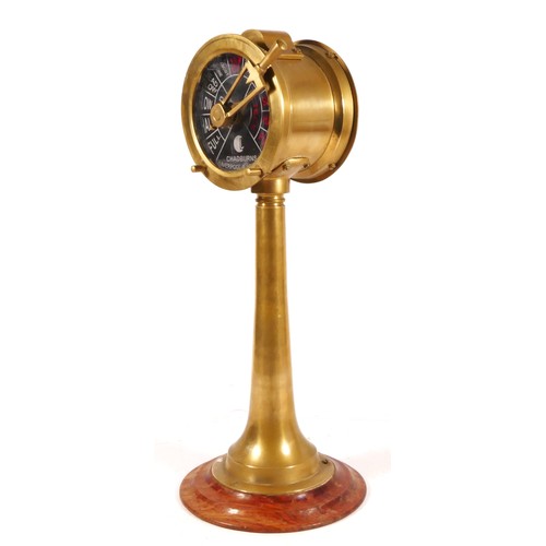 259 - A double face ships telegraph clock, by Chadburns of Liverpool & London, brass case with internal be... 