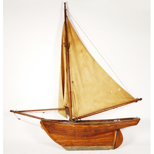 261 - Two model boats, wooden hull and masts, fabric sails, intended for decoration, 72cm x 82cm (largest)