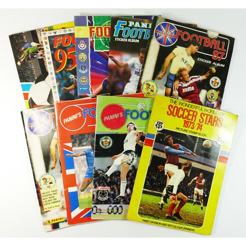 267 - Nine football themed sticker albums, to include The Wonderful World Of Soccer Stars 1973/74, Panini'... 