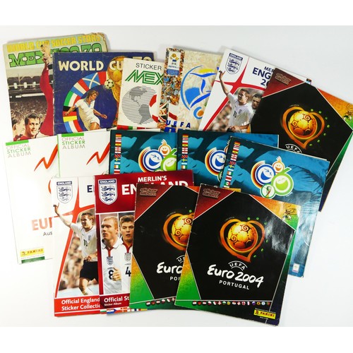 268 - Fifteen International Football themed sticker albums, to include World Cup Soccer Stars Mexico 70, P... 