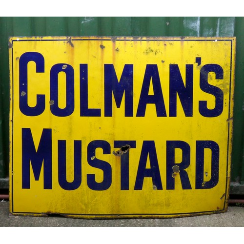 164 - A vitreous enamel single sided sign, Colman's Mustard, 153cm x 124cm