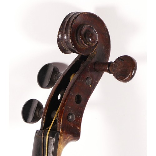 233 - A John G Murdoch & Co Ltd violin, with later cheek piece, with a unmarked bow, together in a painted... 