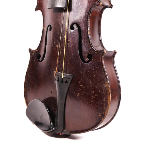 233 - A John G Murdoch & Co Ltd violin, with later cheek piece, with a unmarked bow, together in a painted... 