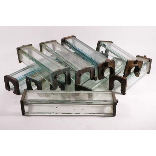 244 - Ten three sided glass water valve viewing window, with toughened glass, some by Dewrance of London, ... 