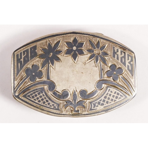 122 - A Russian silver and niello snuff box, post Revolution marks, 4.5 x 3 x 1cm, 23gm