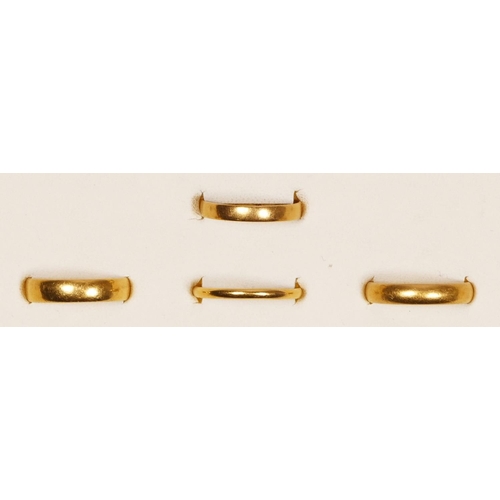 195 - Four 22 ct gold wedding bands, 14.1gm