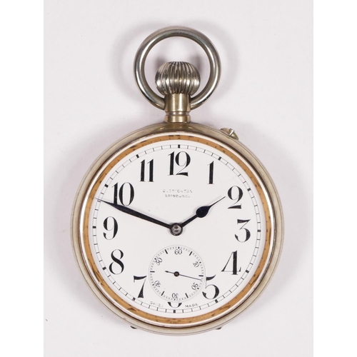 104 - D. Crichton, a Goliath watch with plain easel case, Birmingham 1903, 11.5 x 10cm, watch in working o... 