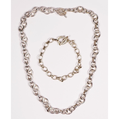 126 - Links of London, a silver link necklace and bracelet, 83gm