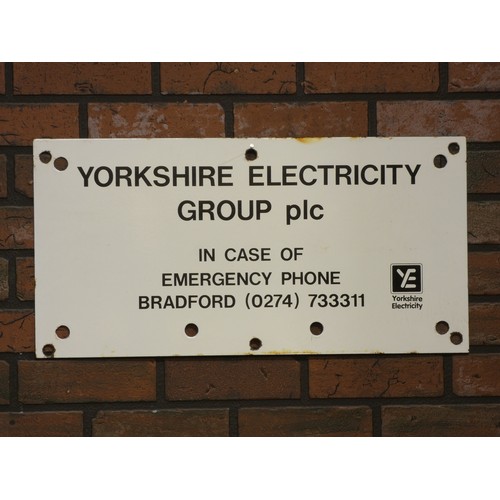 2 - An enamel Yorkshire Electricity Group Bradford, Emergency sign, single sided, 61.5 cm x 30.5cm, toge... 