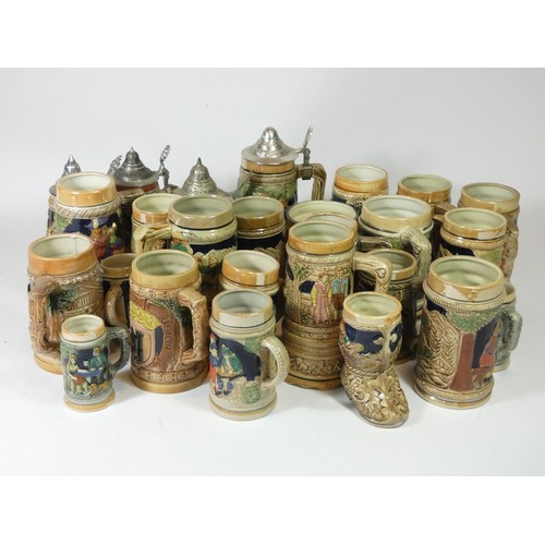 14 - A collection of Bavarian steins and tankards