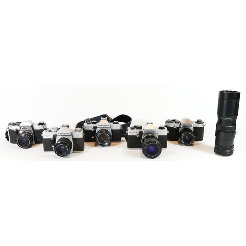 42 - Five Praktica film cameras to include an MTL 5B (x2), an MTL 3, a PL Nova 1 and a PL Nova 1b, with l... 