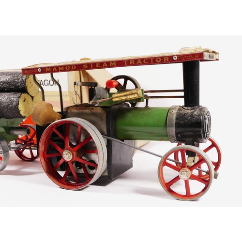 90 - A Mamod live steam tractor, together with a Mamod lumber wagon (boxed) (2)