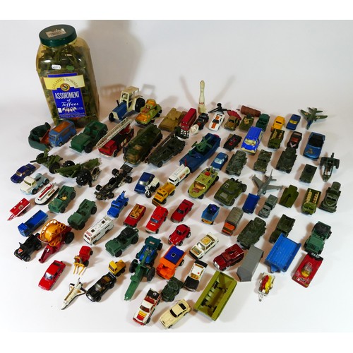 91 - A collection of mid 20th century and later playworn diecast models, makers to include - Matchbox, Co... 