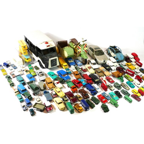93 - A large collection of playworn diecast models makers to include - Corgi, Dinky, and Matchbox, togeth... 
