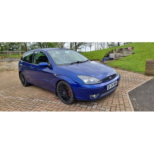 2004 Ford Focus MkI ST170, 1988cc. Registration number EK04 WNA. VIN number WFOBXXGCDB4B00200.
The first generation Focus ST170 was introduced in 2003 and featured a reworked version of the 2.0-litre Zetec engine, developed in concert with Cosworth, using a special aluminum cylinder head with enlarged intake ports, high compression pistons and forged connecting rods, piston oil squirters, solenoid operated variable camshaft timing on the intake cam, dual stage intake manifold, and a 4-2-1 tubular exhaust header. These additions increased power from 130 to 170 horsepower. 
This Sonic Blue example has 7 stamps in the service book, it had the cambelt changed at 97,468 miles in 2016, a new clutch in 2014. It comes with a good MOT history back to 2007, and the current one expires in March 2024.
Sold with the V5C, current MOT, two keys, service history and receipt folder. Current Mileage is 127,266.