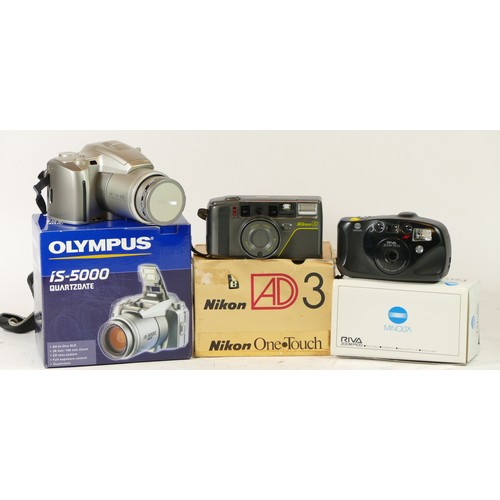 79 - Thirty five compact film cameras, to include a Olympus trip AF, a Olympus Superzoom70, a Olympus AZ-... 