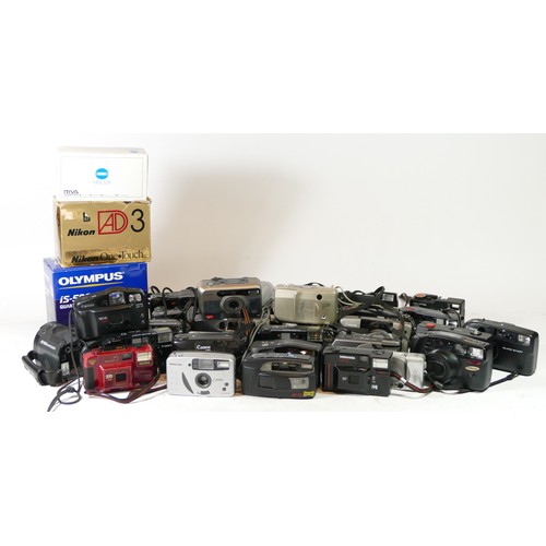 79 - Thirty five compact film cameras, to include a Olympus trip AF, a Olympus Superzoom70, a Olympus AZ-... 