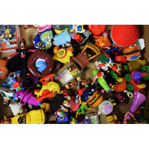 49 - A collection of play worn diecast models, together with McDonalds and other children's toys & games.