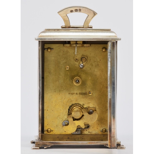 18 - Of 10th Royal Hussars interest; a silver bracket clock, London 1924, the silvered dial with Arabic n... 