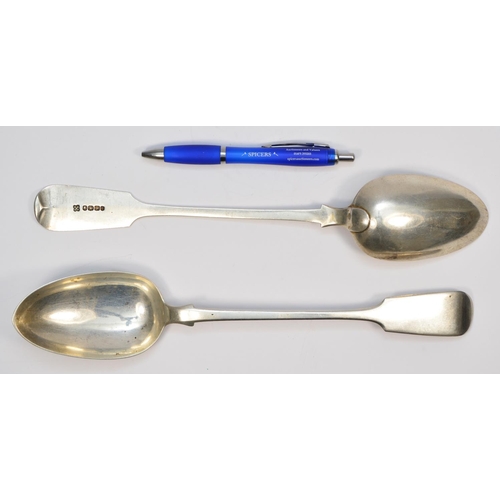 26 - A Victorian Provincial pair of fiddle pattern basting spoons, by James & Josiah Williams, Exeter 185... 