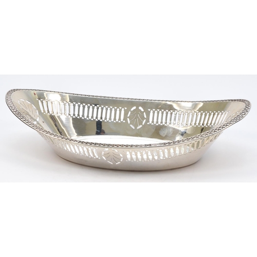 32 - A silver oval pierced bowl, by James Dixon & Son, Sheffield 1929, with hoop border, 27 x 14.5cm, 232... 