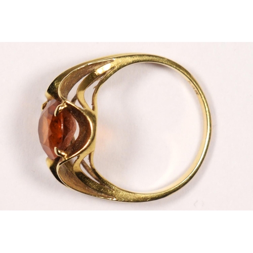 76 - A 585 gold (14ct) and citrine dress ring, wavy claw set with an oval mixed cut stone, 10 x 8mm, 3.5g... 