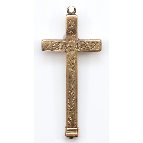 85 - A Victorian gold propelling pencil in the form of a cross, unmarked but tested 9ct gold, 39 x 19mm, ... 