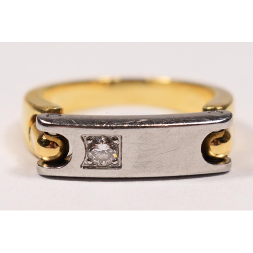 101 - A Pequignet, 18k gold and stainless steel brilliant cut diamond ring, bearing control marks, with si... 