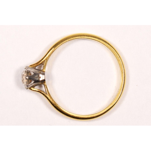 103 - An 18ct gold single stone diamond ring, claw set with an old cut brilliant stone, weighing approxima... 