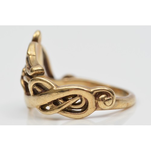 117 - Ola Gorie, Orkney, a vintage 9ct gold Celtic dragon ring, Edinburgh 1994, N, 4.8gm
Ola, born 1937 Ki... 