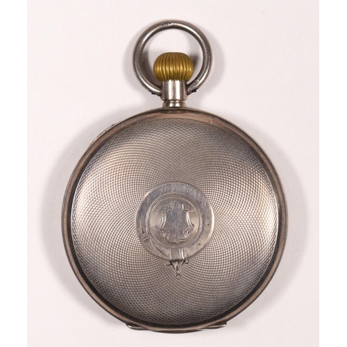 130 - Tavannes, a silver key less wind full hunter Braille pocket watch, Glasgow import 1937, 50mm.