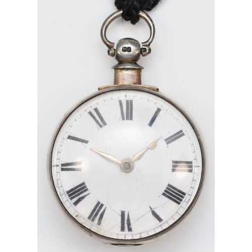 132 - Tom Edwin Richardson, Goole, a Victorian silver pair cased fusee pocket watch, the white enamel dial... 