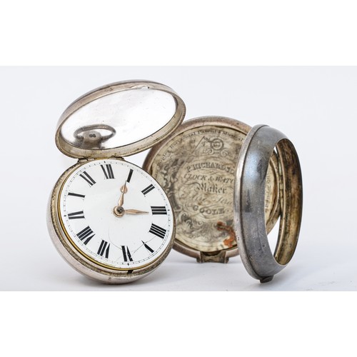 132 - Tom Edwin Richardson, Goole, a Victorian silver pair cased fusee pocket watch, the white enamel dial... 