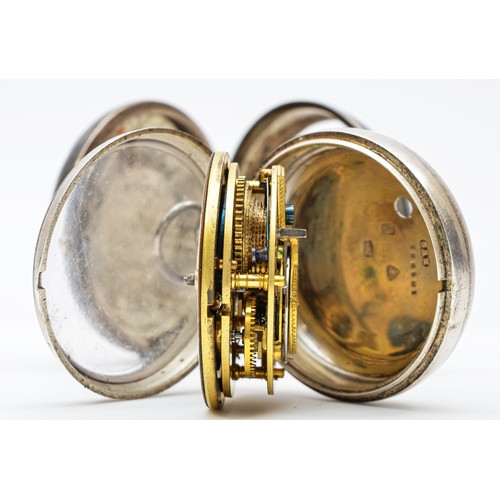 132 - Tom Edwin Richardson, Goole, a Victorian silver pair cased fusee pocket watch, the white enamel dial... 