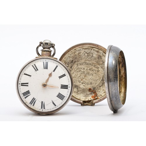 132 - Tom Edwin Richardson, Goole, a Victorian silver pair cased fusee pocket watch, the white enamel dial... 