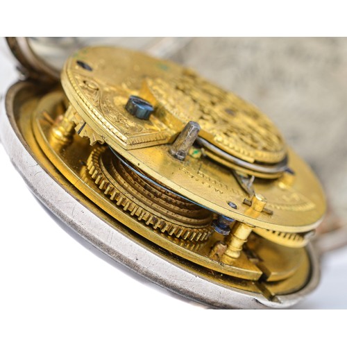 132 - Tom Edwin Richardson, Goole, a Victorian silver pair cased fusee pocket watch, the white enamel dial... 