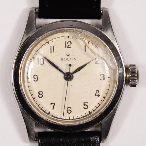 140 - A Rolex Precision, a stainless steel manual wind mid size wristwatch, c. 1945, ref 4220, serial numb... 