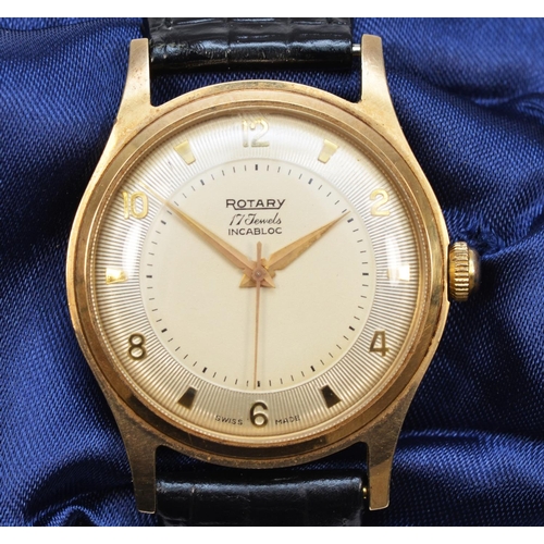 136 - Rotary, a 9ct gold manual wind gentleman's wristwatch, Birmingham 1955, the signed two tone dial wit... 