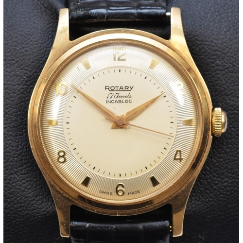 136 - Rotary, a 9ct gold manual wind gentleman's wristwatch, Birmingham 1955, the signed two tone dial wit... 