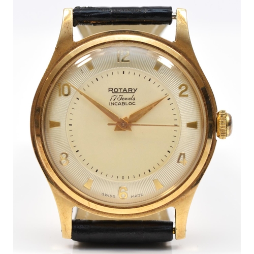 136 - Rotary, a 9ct gold manual wind gentleman's wristwatch, Birmingham 1955, the signed two tone dial wit... 