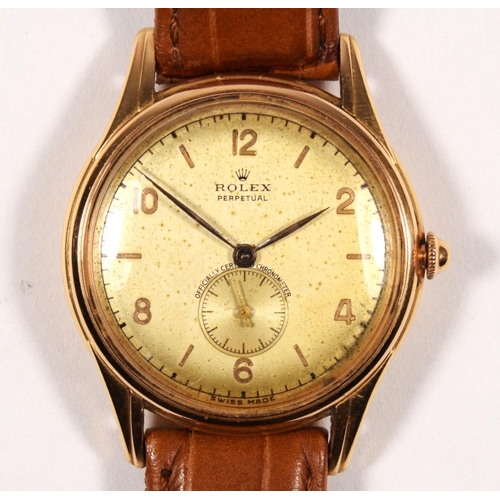 141 - Rolex Oyster Perpetual, an 18ct rose gold bubble back gentleman's wristwatch, ref. 4021, c.1950's, t... 