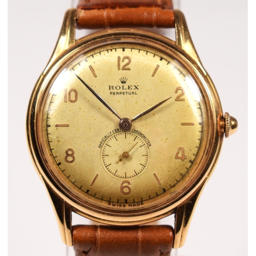 141 - Rolex Oyster Perpetual, an 18ct rose gold bubble back gentleman's wristwatch, ref. 4021, c.1950's, t... 