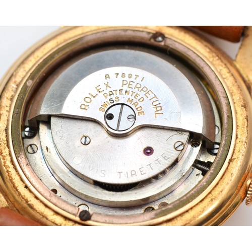 141 - Rolex Oyster Perpetual, an 18ct rose gold bubble back gentleman's wristwatch, ref. 4021, c.1950's, t... 