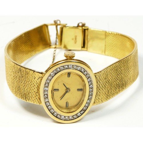 143 - L.U. Chopard, an 18ct gold manual wind ladies wristwatch, London import 1966, gold dial with baton m... 