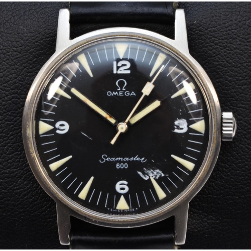 146 - Omega Seamaster 600, a stainless steel manual wind  gentleman's wristwatch, ref 135.050, c.1965, bla... 