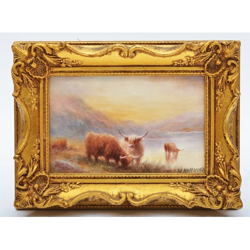 170 - A pair of Bronte Porcelain rectangular ceramic plaques, Highland Landscapes, depicting Highland catt... 