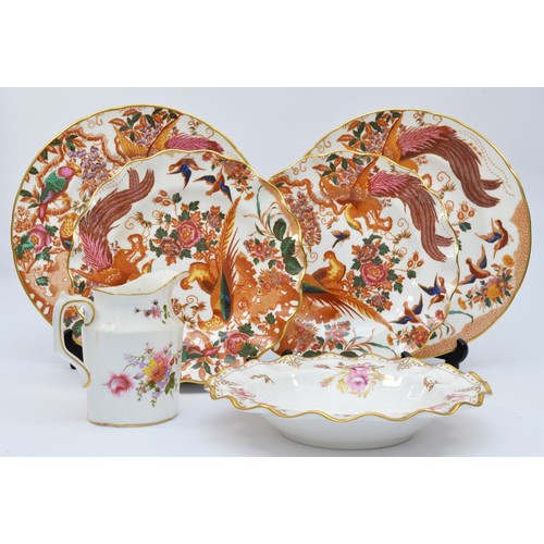 167 - Royal Crown Derby, Olde Avesbury, A.73, two plates, 26.5cm, two scalloped plates, 22cm, Royal Pinxto... 