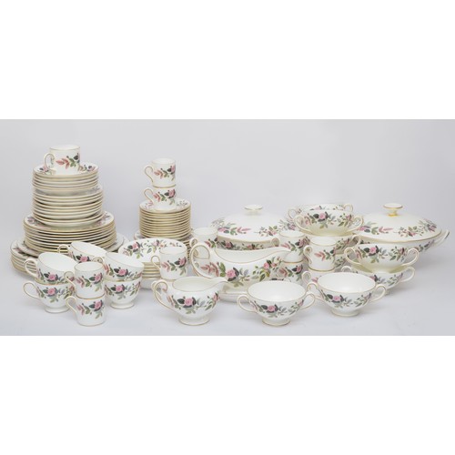 178 - A Wedgwood Hathaway Rose bone china dinner service, comprising: 10 x tea/side plates, 9 x soup sauce... 