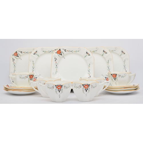 179 - A Shelly tea set, consisting of six cups with saucers, together with six 7 inch side plates, art dec... 