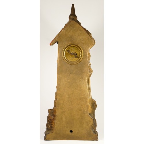 182 - August Otto, a late 19th Century Austrian moulded ceramic clock, modelled as a small brick tower wit... 